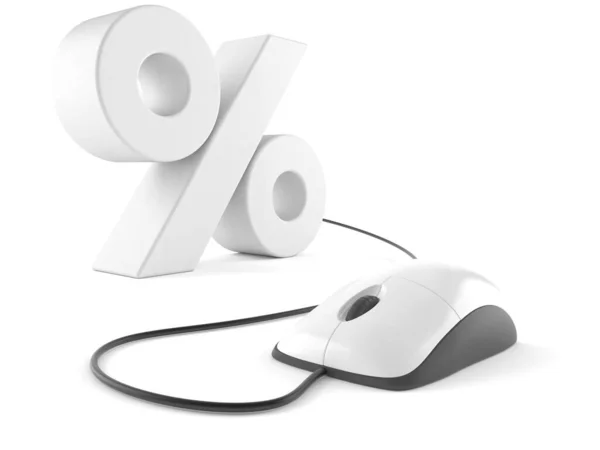 Porcentaje de símbolo con el ratón del ordenador — Foto de Stock