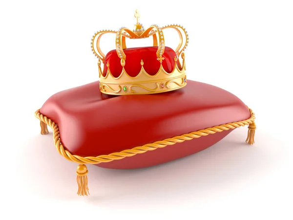 Travesseiro rei com coroa — Fotografia de Stock