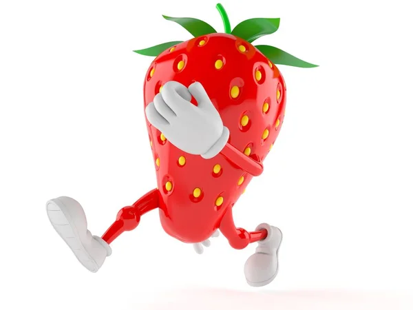 달리는 딸기 캐릭터 — 스톡 사진