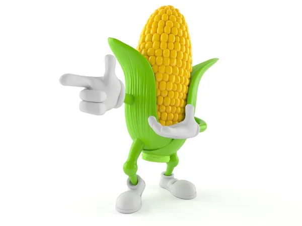 Postać kukurydzy wskazująca palcem — Zdjęcie stockowe