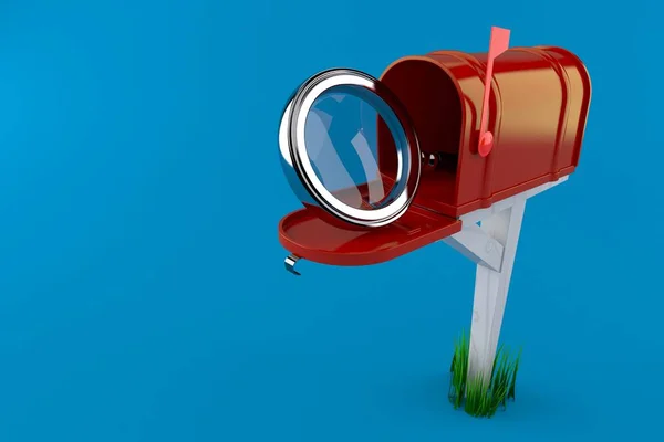Caixa de correio aberta com lupa — Fotografia de Stock