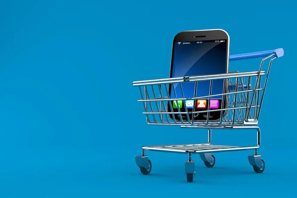 Smart phone inside shopping cart