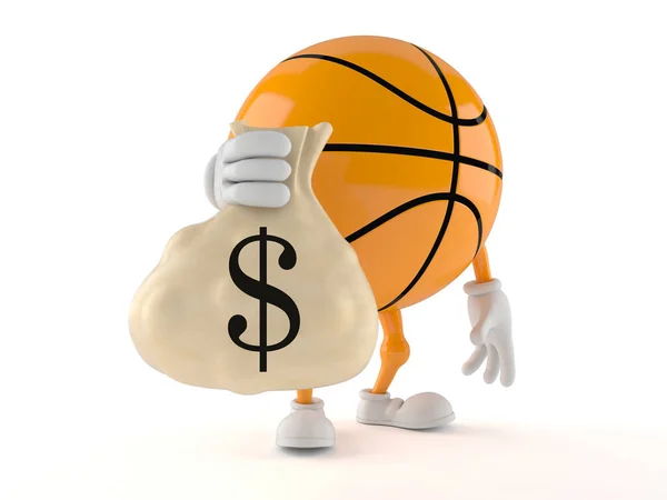 Personagem de basquete segurando saco de dinheiro — Fotografia de Stock