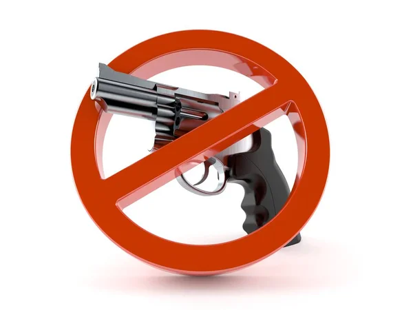Pistolet avec panneau interdit — Photo