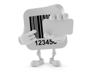 Barkod karakteri boş kartvizit tutuyor