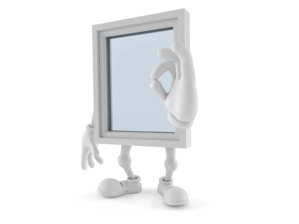 Personagem de janela com gesto ok — Fotografia de Stock