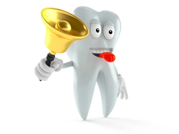 Tooth character ringing a handbell — Stock Photo, Image