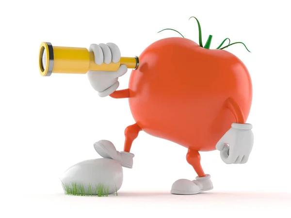Teleskoptan bakan domates karakteri — Stok fotoğraf