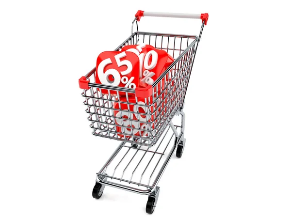 Carrinho de compras com símbolo percentual — Fotografia de Stock