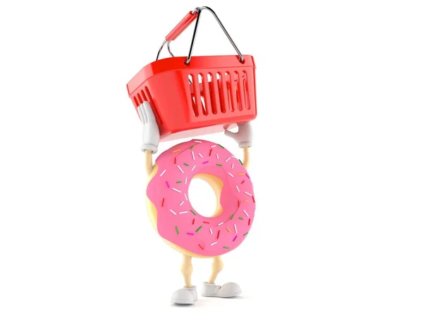 Donut Charakter mit Warenkorb — Stockfoto