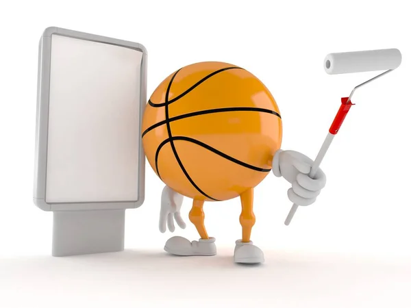 Carácter de baloncesto con cartelera en blanco — Foto de Stock