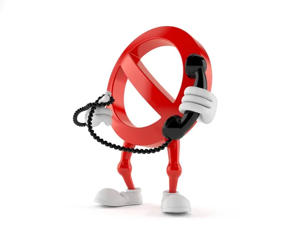 Forbidden character holding a telephone handset — Stock Photo, Image