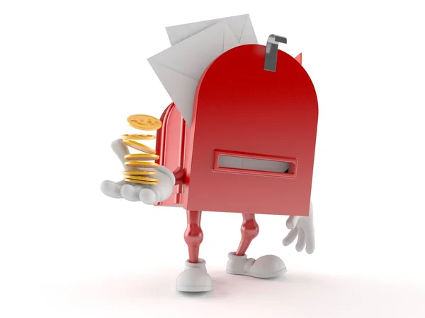 Caráter da caixa de correio com moedas — Fotografia de Stock