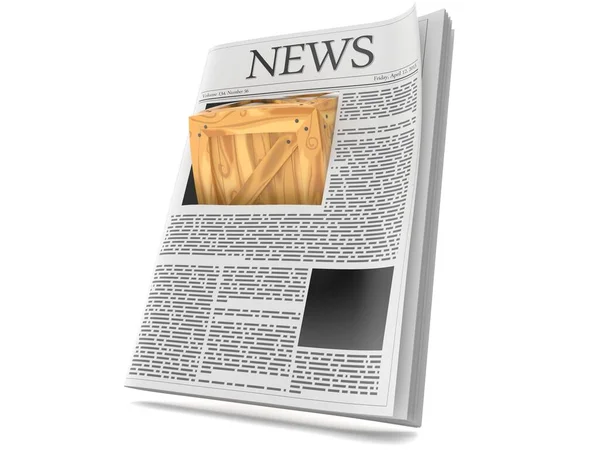 Cargo crate inside newspaper — Stock Photo, Image