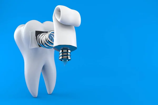 Dente com pasta de dentes — Fotografia de Stock