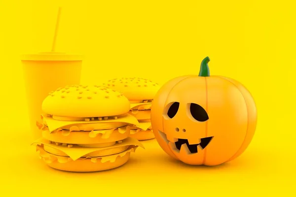 Fast Food Hintergrund mit Jack o 'Laterne — Stockfoto