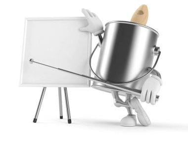 Boş beyaz tahtayla boya kutusu karakteri