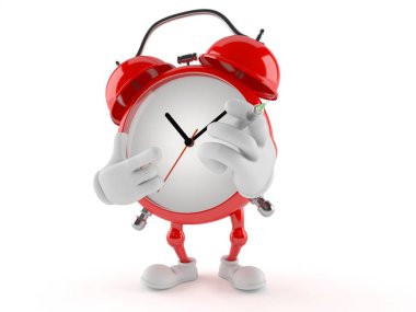 Şırınga tutan alarmlı saat karakteri