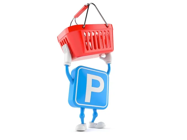 Символ паркування, що містить порожній кошик для покупок — стокове фото
