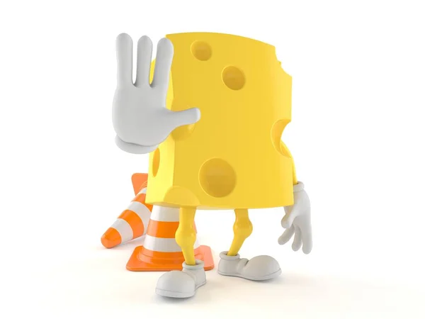 Caráter de queijo fazendo parar gesto — Fotografia de Stock