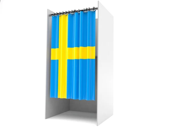 Gabinet do głosowania ze szwedzką flagą — Zdjęcie stockowe
