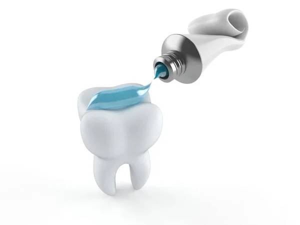 Зуб с зубной пастой — стоковое фото