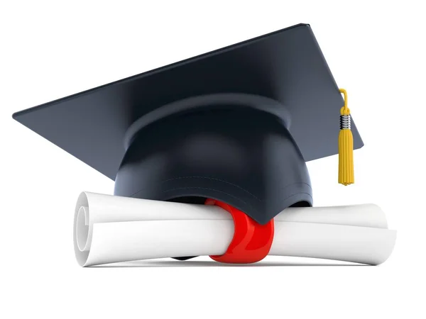 Chapéu de graduação com certificado — Fotografia de Stock
