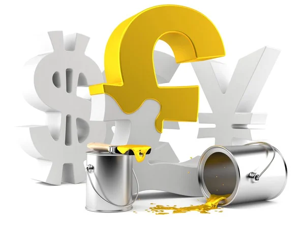 Pound symbol with golden paint — Stock Photo, Image