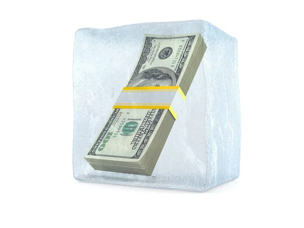 Dollar in ice cube — Stock Photo, Image