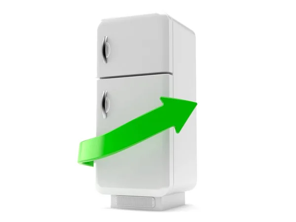 Холодильник з зеленою стрілкою — стокове фото