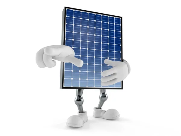 Personaje del panel fotovoltaico apuntando con el dedo —  Fotos de Stock