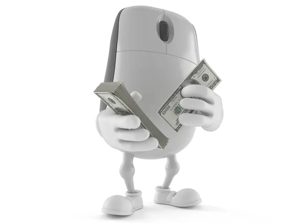 Personaje del ratón de ordenador contando dinero — Foto de Stock
