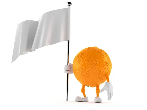 Caráter laranja segurando bandeira em branco — Fotografia de Stock