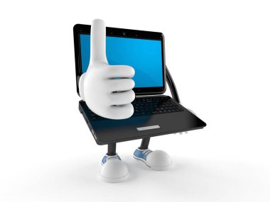 Baş parmaklı dizüstü bilgisayar karakteri