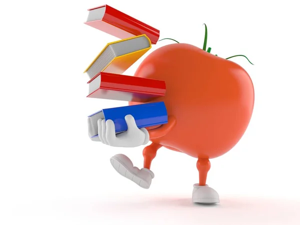 Personagem de tomate carregando livros — Fotografia de Stock
