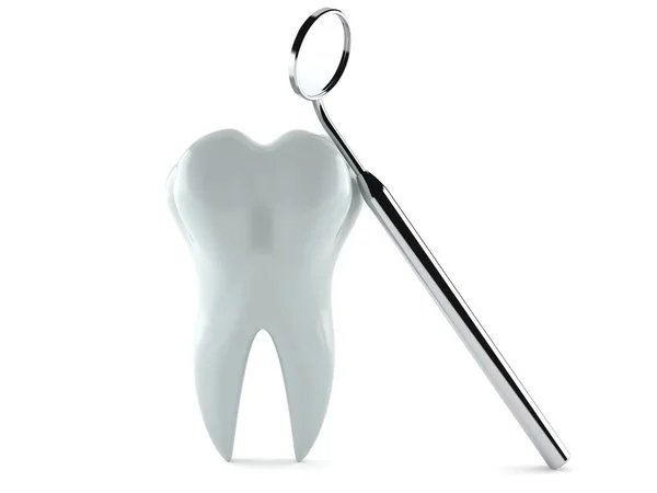 Tooth with dental mirror — Stock Photo, Image