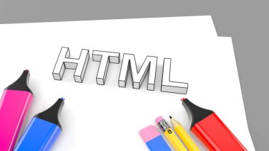 Gri arkaplanda izole edilmiş Html metin ile plan