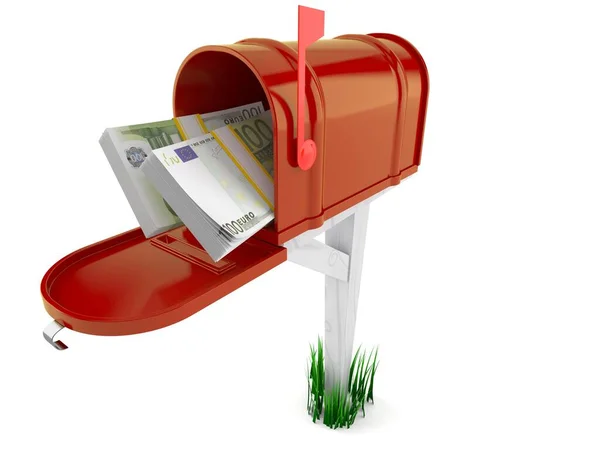 Boîte aux lettres ouverte avec monnaie euro — Photo