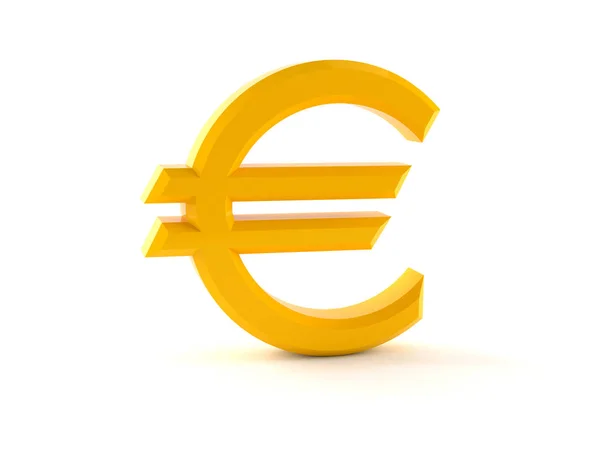 Euro Gouden Bord Geïsoleerd Witte Achtergrond Close Viewsign — Stockfoto