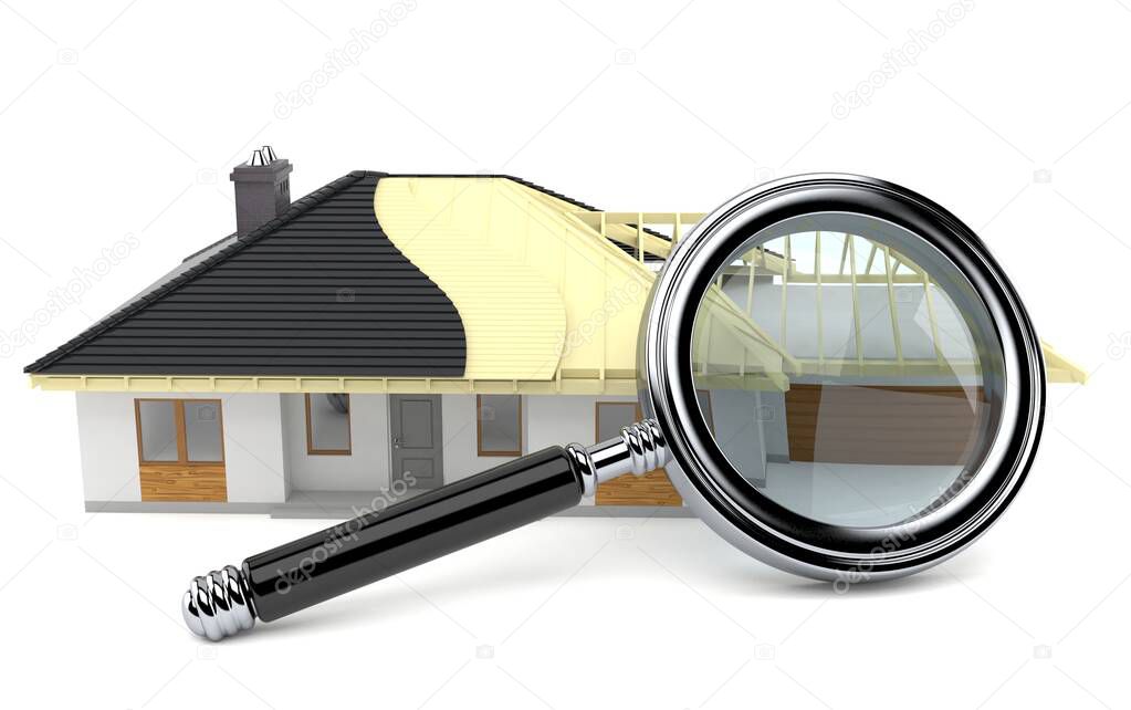 House plan with magnifying glass
