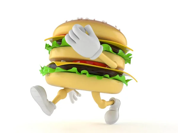 Hamburger postać uruchomiony — Zdjęcie stockowe