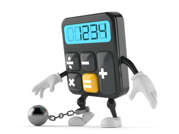 Calculator character with prison ball — ストック写真
