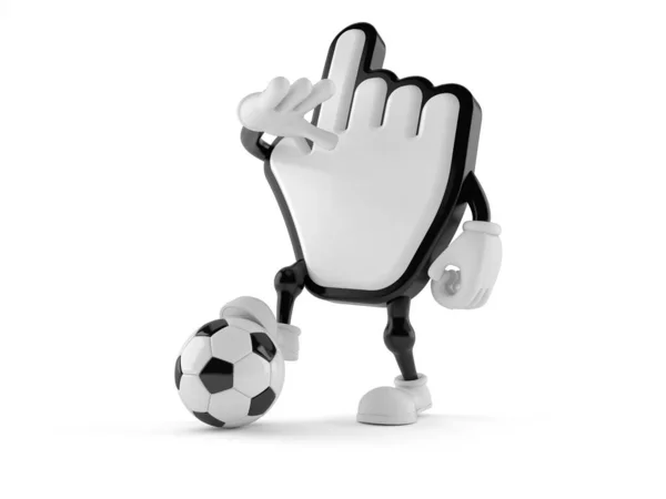 Cursor character with soccer ball — Stock Photo, Image