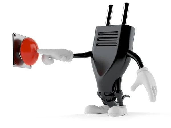 Electric plug character pushing button — Stock Photo, Image