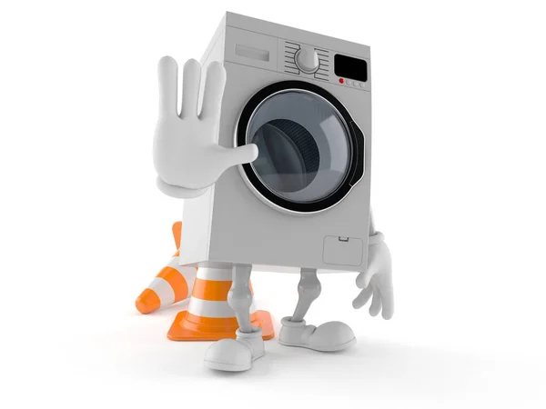 Washer character making stop gesture — Stock Photo, Image