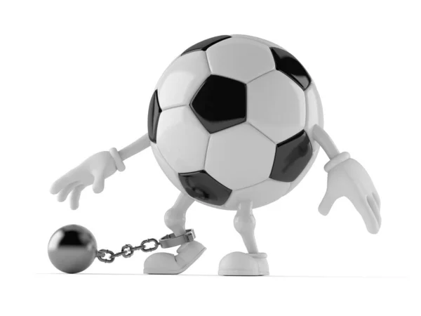 Soccer ball character with prison ball — Stock Photo, Image