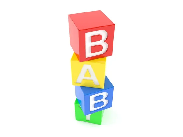 Een paar gekleurde blokken met letters — Stockfoto