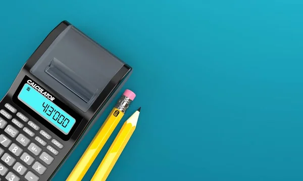 Taschenrechner mit Bleistiften — Stockfoto