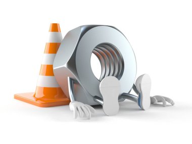 Trafik konisi olan kaçık karakter