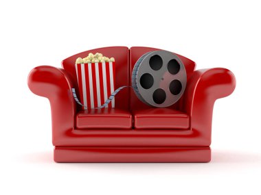 Patlamış mısırlı kanepe ve gerçek film.